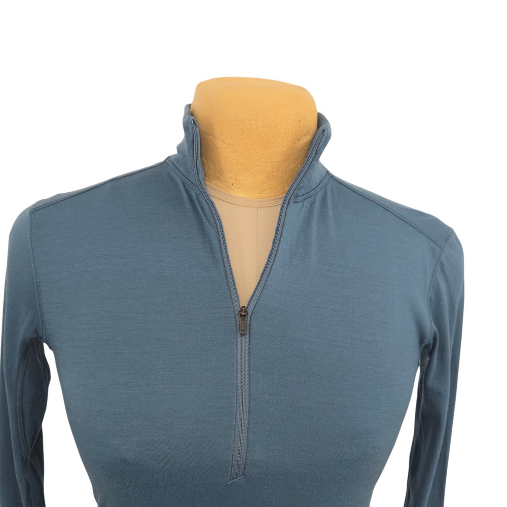 REI Co-op Quarter Zip Pullover Womens XS Blue Merino Wool Hiking Base Layer - Picture 3 of 11